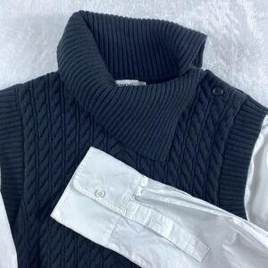 Simkhai Linnea Combo Pullover Knit Sweater Shirt Sz‎ L Black Cotton Wool Boxy